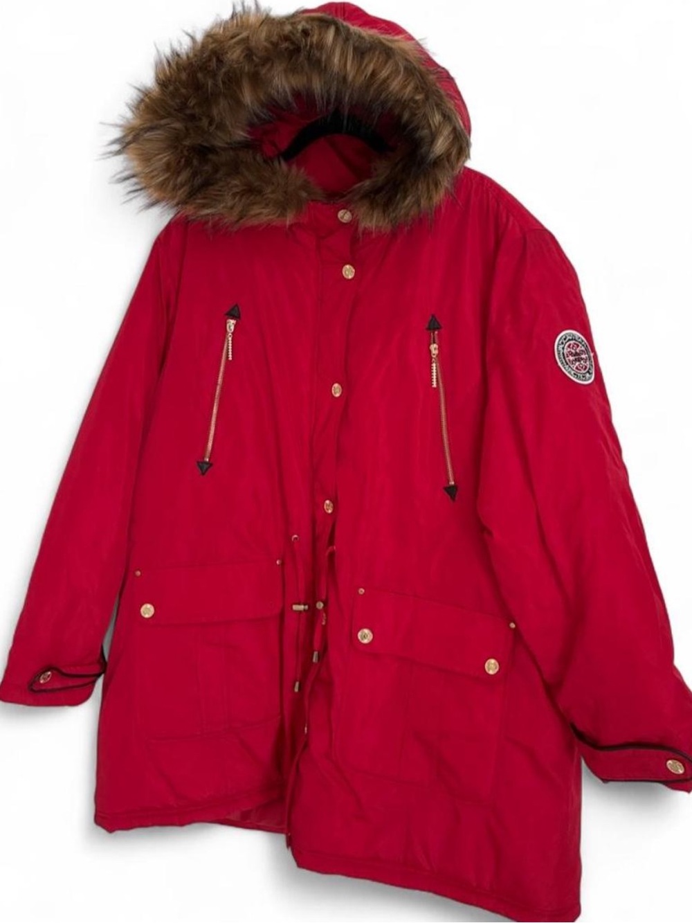 Rocawear Artic Blast Red Faux Fur Hooded winter Puffer Parka adjustable coat 3x